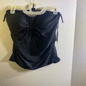 DKNY Solid Bandeau‎ Bow-Front Tankini Top MSRP $88 Size M NWT